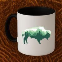 Bison Buffalo Double Exposure Surreal Wildlife Native Animal Coffee Mug thumb 2
