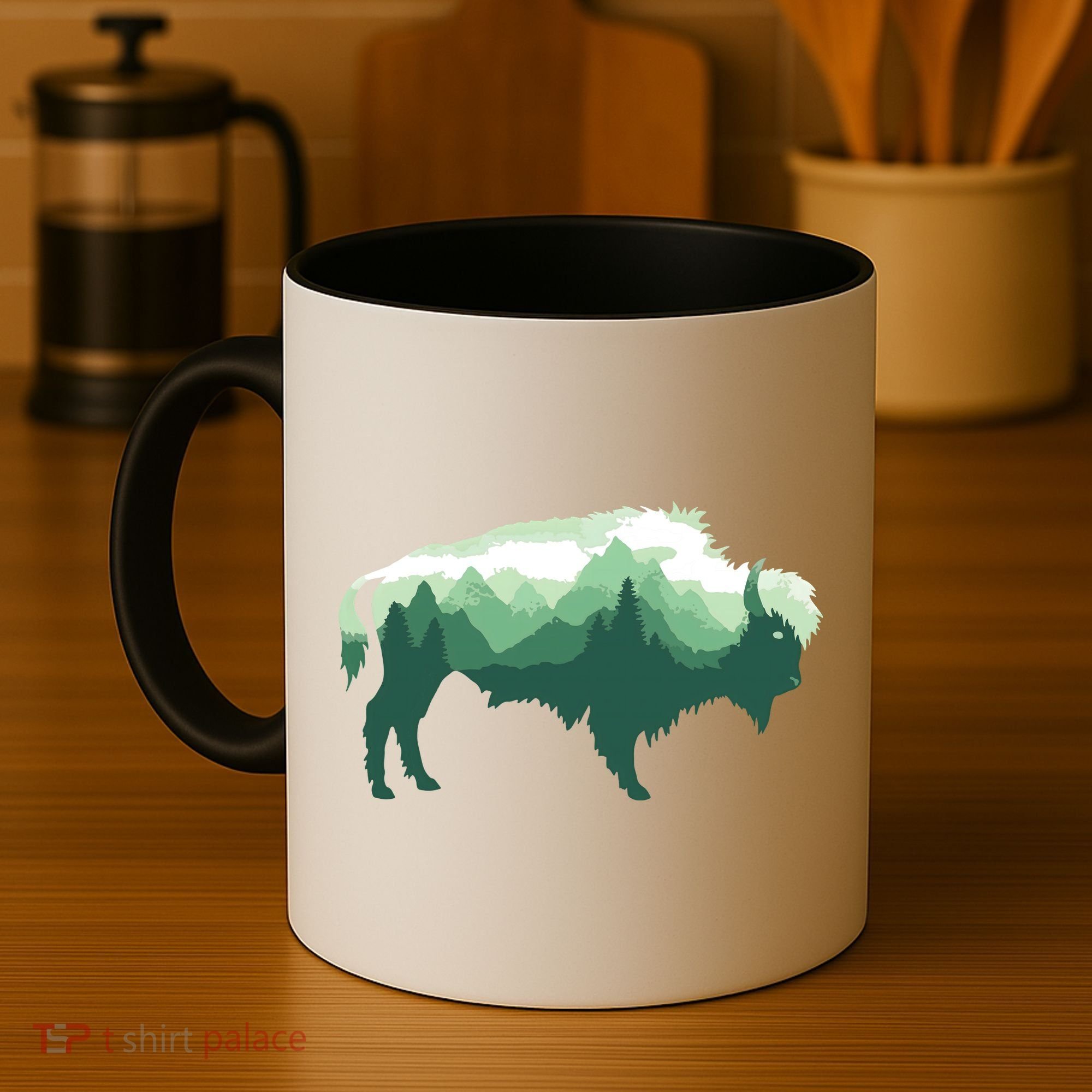 Bison Buffalo Double Exposure Surreal Wildlife Native Animal Coffee Mug