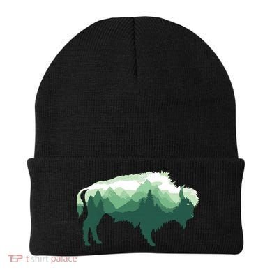 Bison Buffalo Double Exposure Surreal Wildlife Native Animal Beanie