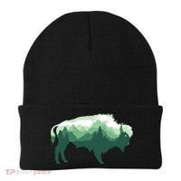 Bison Buffalo Double Exposure Surreal Wildlife Native Animal Beanie thumb 0