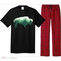 Bison Buffalo Double Exposure Surreal Wildlife Native Animal Pajama Set thumb 0