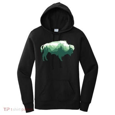 Bison Buffalo Double Exposure Surreal Wildlife Native Animal Women's Hoodie