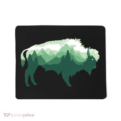 Bison Buffalo Double Exposure Surreal Wildlife Native Animal Mousepad