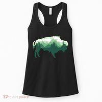 Bison Buffalo Double Exposure Surreal Wildlife Native Animal Women's Tank Top thumb 0