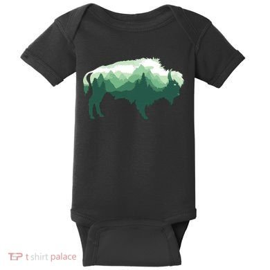 Bison Buffalo Double Exposure Surreal Wildlife Native Animal Baby Bodysuit