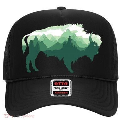 Bison Buffalo Double Exposure Surreal Wildlife Native Animal Hat
