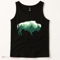 Bison Buffalo Double Exposure Surreal Wildlife Native Animal Tank Top thumb 2