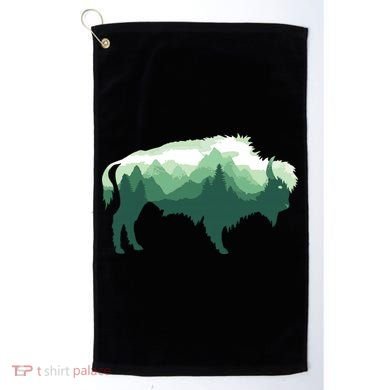 Bison Buffalo Double Exposure Surreal Wildlife Native Animal Golf Towel