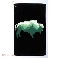 Bison Buffalo Double Exposure Surreal Wildlife Native Animal Golf Towel thumb 0