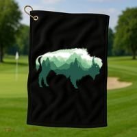Bison Buffalo Double Exposure Surreal Wildlife Native Animal Golf Towel thumb 1