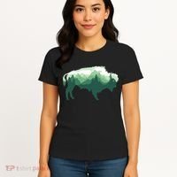 Bison Buffalo Double Exposure Surreal Wildlife Native Animal Women's T-Shirt thumb 4
