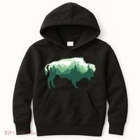 Bison Buffalo Double Exposure Surreal Wildlife Native Animal Kids Hoodie thumb 0