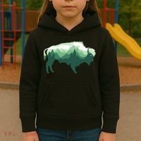 Bison Buffalo Double Exposure Surreal Wildlife Native Animal Kids Hoodie thumb 3