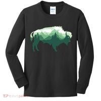 Bison Buffalo Double Exposure Surreal Wildlife Native Animal Kids Long Sleeve Shirt thumb 0