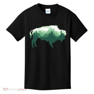 Bison Buffalo Double Exposure Surreal Wildlife Native Animal Kids T-Shirt