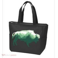 Bison Buffalo Double Exposure Surreal Wildlife Native Animal Tote Bag thumb 3