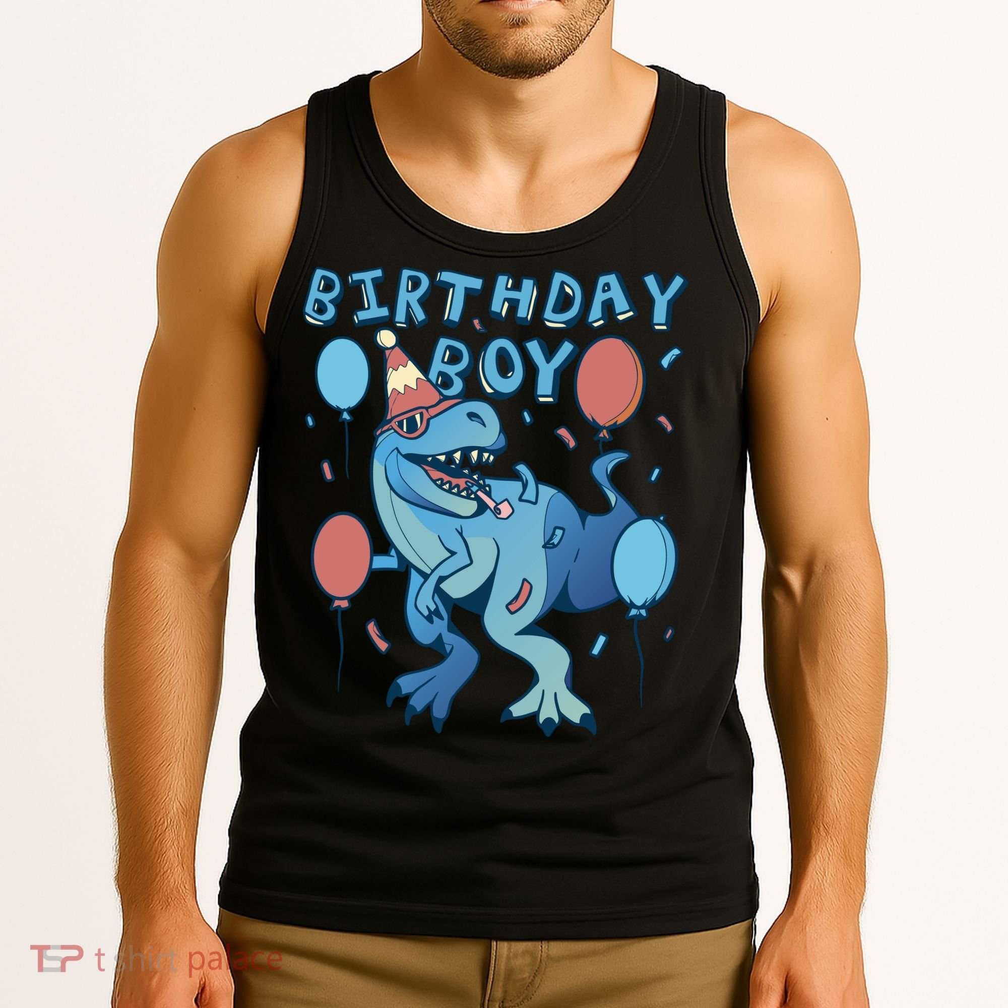 Birthday Boy Dinosaur Celebration Tank Top
