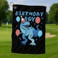 Birthday Boy Dinosaur Celebration Golf Towel thumb 1