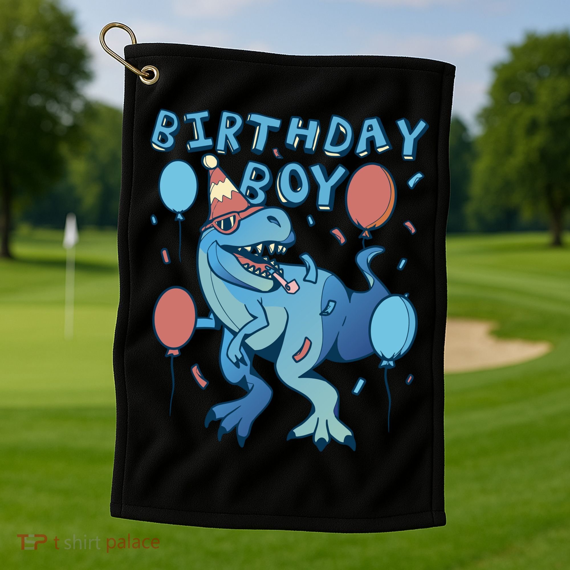 Birthday Boy Dinosaur Celebration Golf Towel