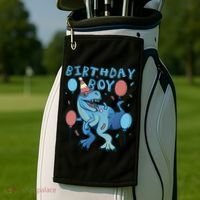Birthday Boy Dinosaur Celebration Golf Towel thumb 2