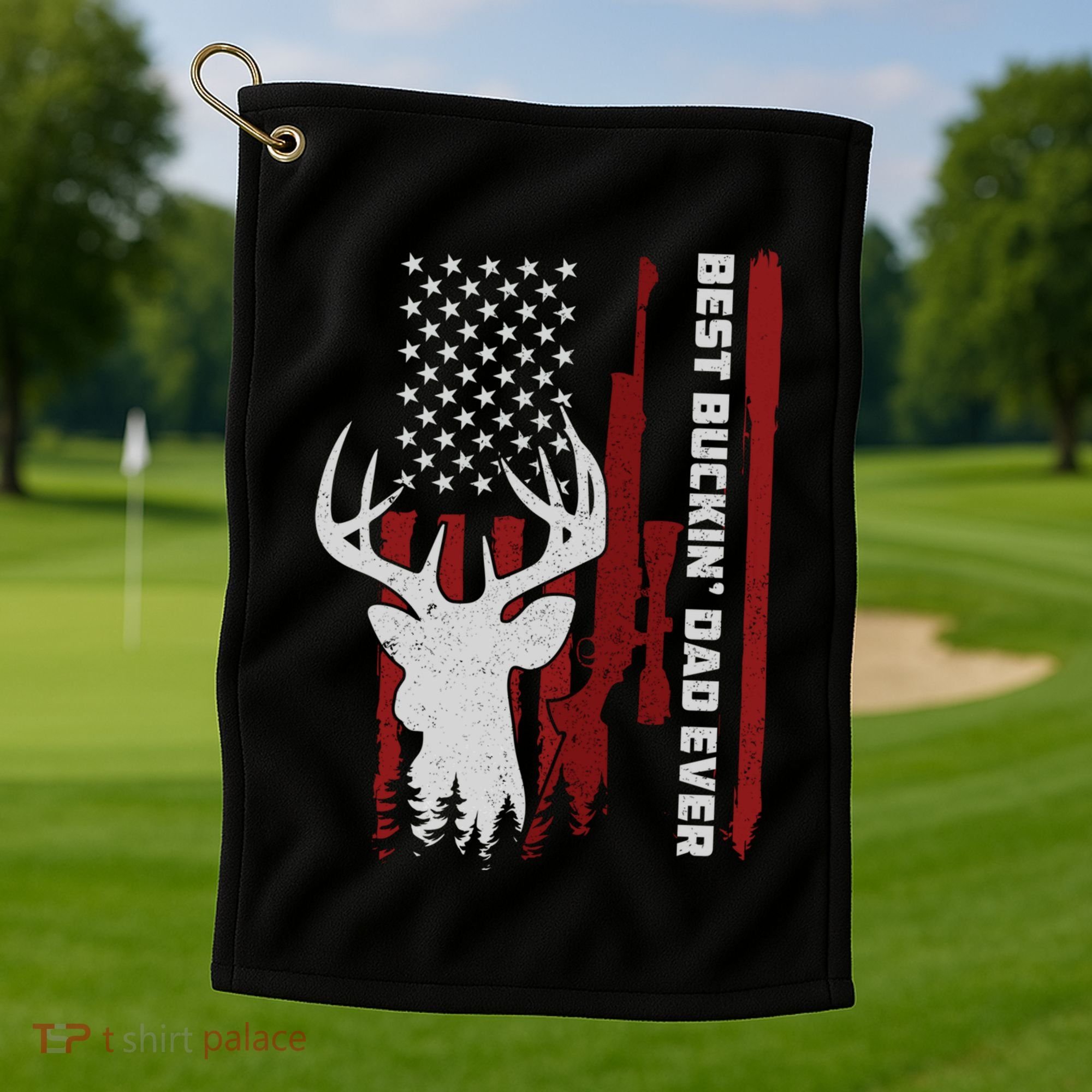 Best Buckin Dad Ever Deer Hunting Gift Golf Towel