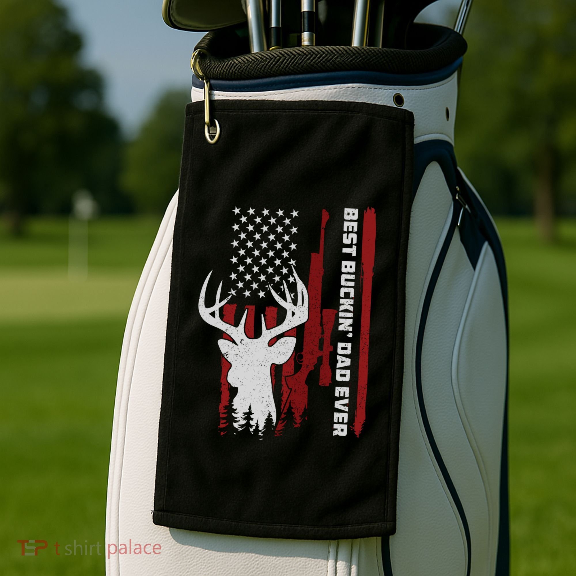 Best Buckin Dad Ever Deer Hunting Gift Golf Towel