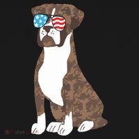 Brindle Boxer Dog Lovers July 4th Patriotic USA Sunglasses Women's Hoodie thumb 2