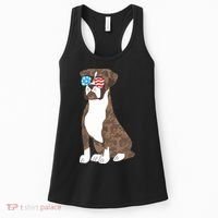 Brindle Boxer Dog Lovers July 4th Patriotic USA Sunglasses Women's Tank Top thumb 0