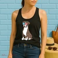 Brindle Boxer Dog Lovers July 4th Patriotic USA Sunglasses Women's Tank Top thumb 2