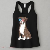 Brindle Boxer Dog Lovers July 4th Patriotic USA Sunglasses Women's Tank Top thumb 3