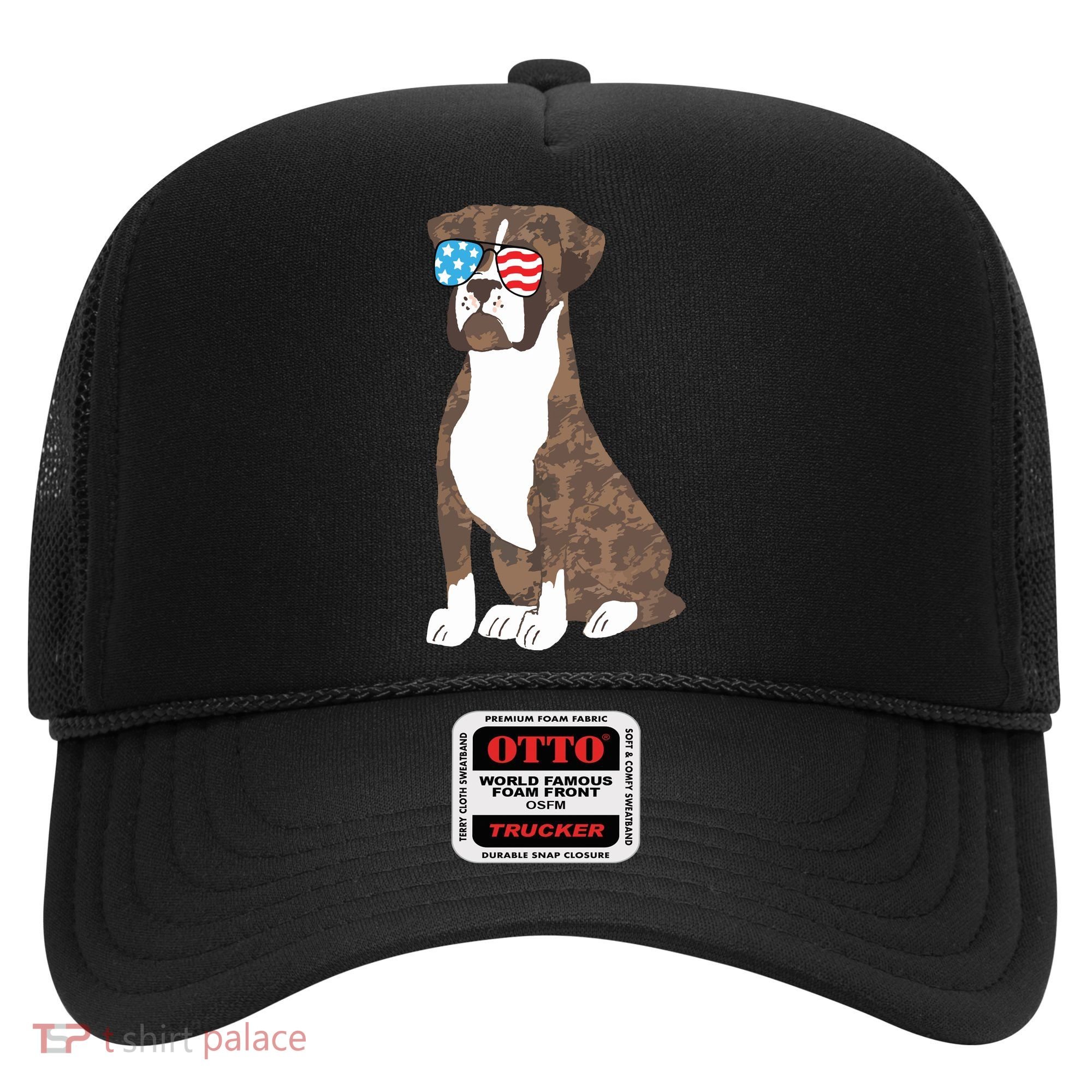 Brindle Boxer Dog Lovers July 4th Patriotic USA Sunglasses Hat