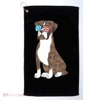 Brindle Boxer Dog Lovers July 4th Patriotic USA Sunglasses Golf Towel thumb 0