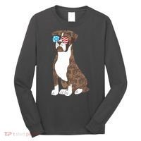 Brindle Boxer Dog Lovers July 4th Patriotic USA Sunglasses Long Sleeve Shirt thumb 0