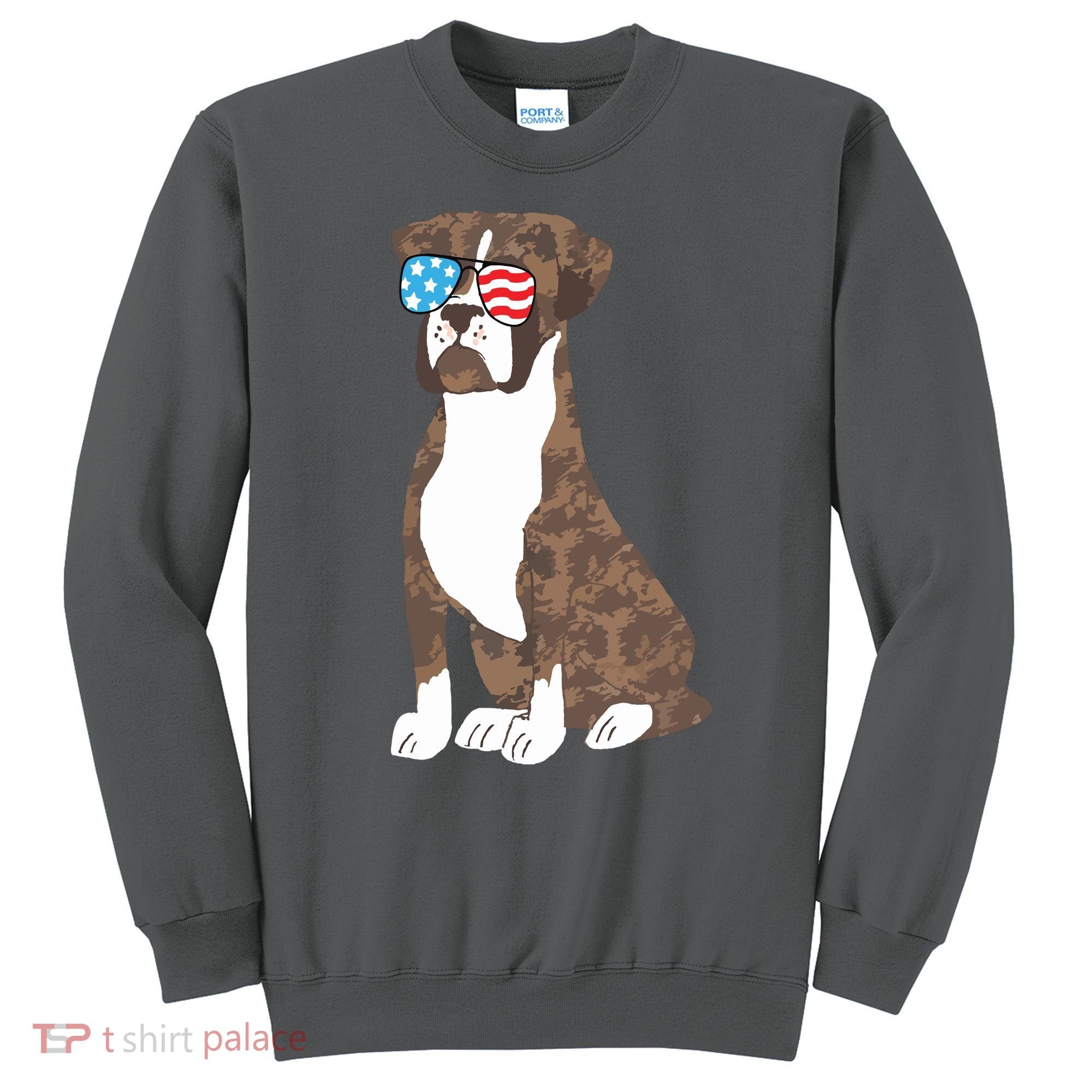 Brindle Boxer Dog Lovers July 4th Patriotic USA Sunglasses Sweatshirt