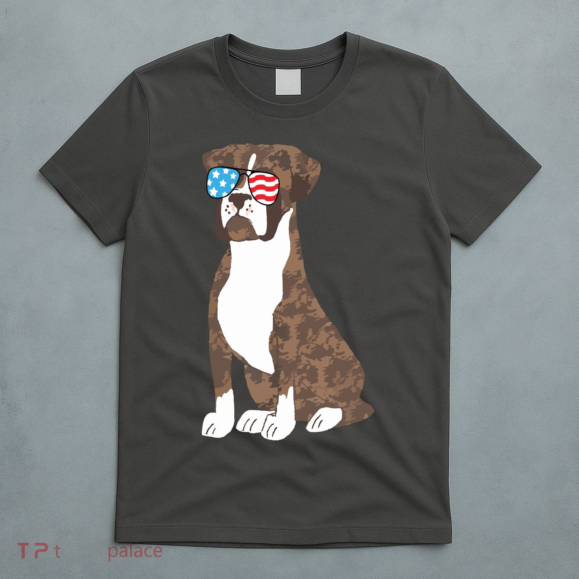 Brindle Boxer Dog Lovers July 4th Patriotic USA Sunglasses T-Shirt
