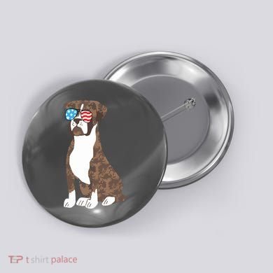 Brindle Boxer Dog Lovers July 4th Patriotic USA Sunglasses Button