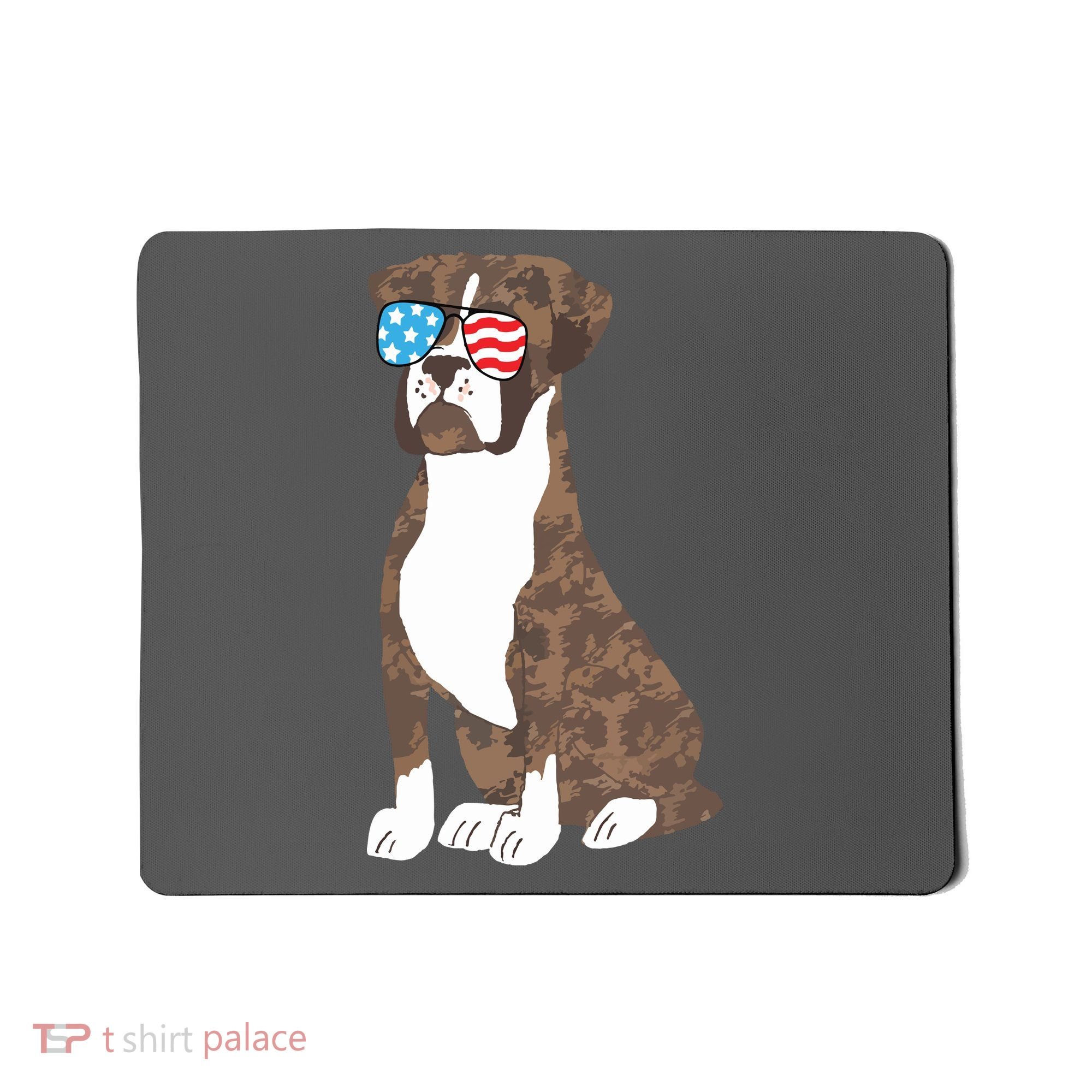 Brindle Boxer Dog Lovers July 4th Patriotic USA Sunglasses Mousepad