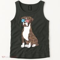 Brindle Boxer Dog Lovers July 4th Patriotic USA Sunglasses Tank Top thumb 2