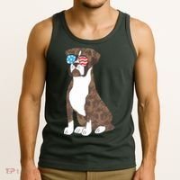 Brindle Boxer Dog Lovers July 4th Patriotic USA Sunglasses Tank Top thumb 3
