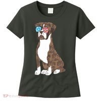 Brindle Boxer Dog Lovers July 4th Patriotic USA Sunglasses Women's T-Shirt thumb 0