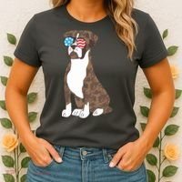 Brindle Boxer Dog Lovers July 4th Patriotic USA Sunglasses Women's T-Shirt thumb 2