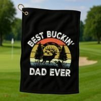 Best Buckin Dad Ever Funny Deer Hunting FatherS Day Gift Golf Towel thumb 1