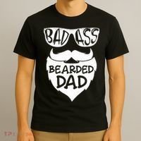 Badass Bearded Dad Shirts Father Papa With Beard T-Shirt thumb 3