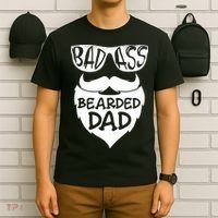 Badass Bearded Dad Shirts Father Papa With Beard T-Shirt thumb 6