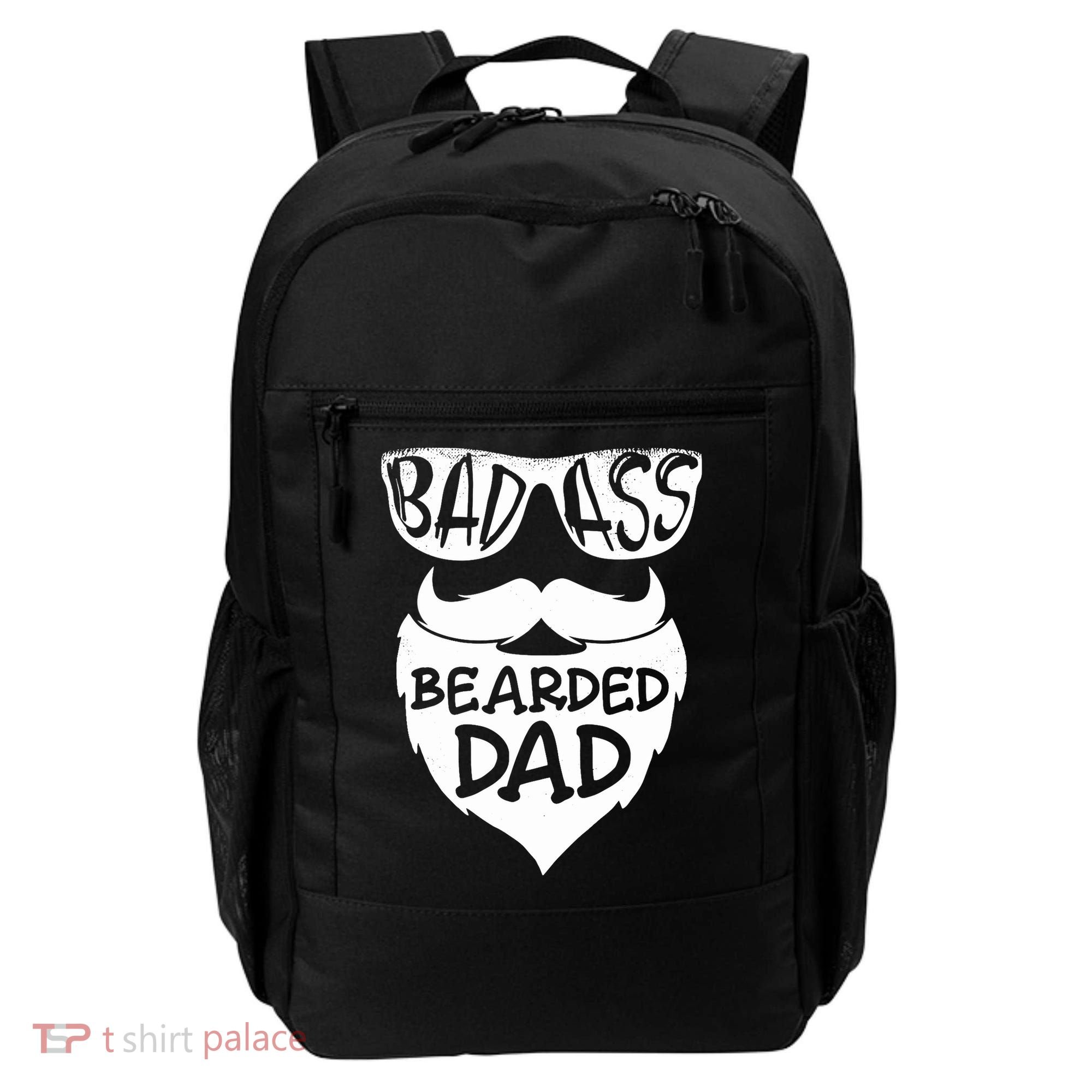 Badass Bearded Dad Shirts Father Papa With Beard Backpack