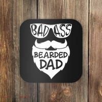 Badass Bearded Dad Shirts Father Papa With Beard Coaster thumb 0