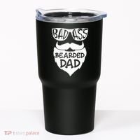 Badass Bearded Dad Shirts Father Papa With Beard Tumbler thumb 0