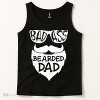 Badass Bearded Dad Shirts Father Papa With Beard Tank Top thumb 2