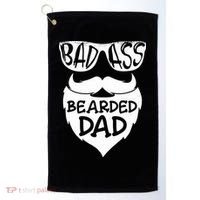 Badass Bearded Dad Shirts Father Papa With Beard Golf Towel thumb 0