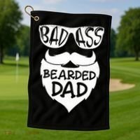 Badass Bearded Dad Shirts Father Papa With Beard Golf Towel thumb 1